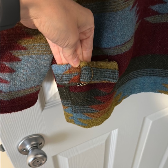 Braetan Maroon, Blue, Yellow Tribal patterned wool coat - Picture 3 of 8